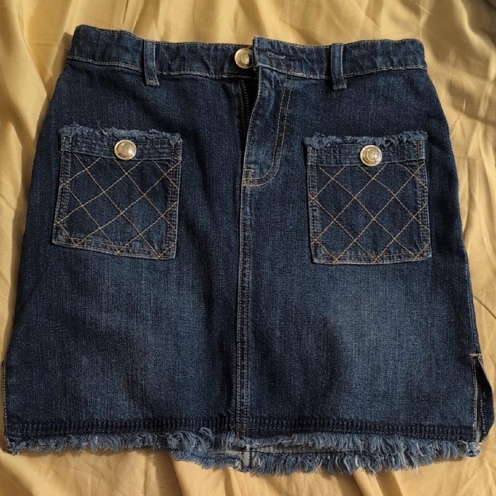 Guess Blue Denim Mini Skirt with Quilted Pockets